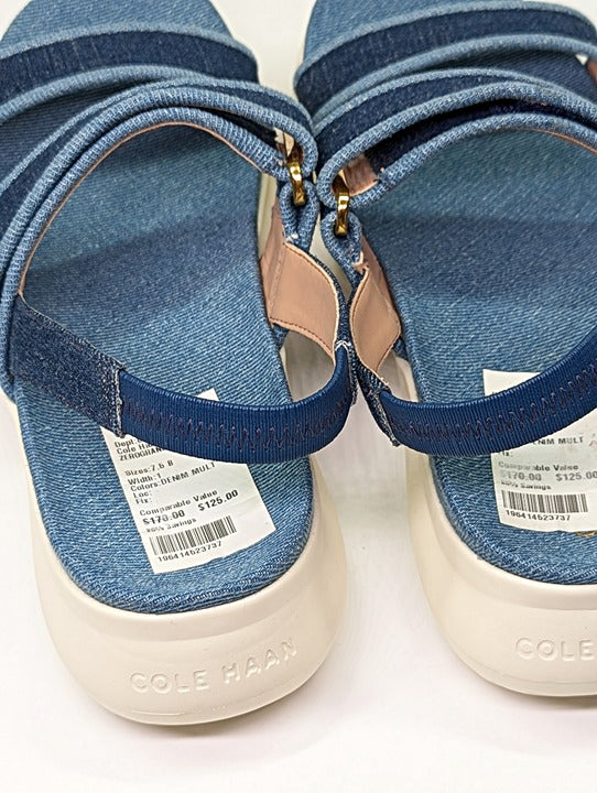 Cole Haan Meritt Women's Zerogrand Denim Platform Sandals Size 7.5 (MSRP $175)