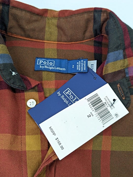 Polo Ralph Lauren Women's Plaid Cotton Shirt Size 2 (MSRP $168)