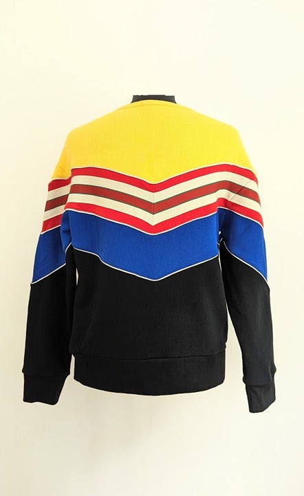 Gucci Men's Chevron Stripe Sweatshirt Multi Color Size S (MSRP $1,800)