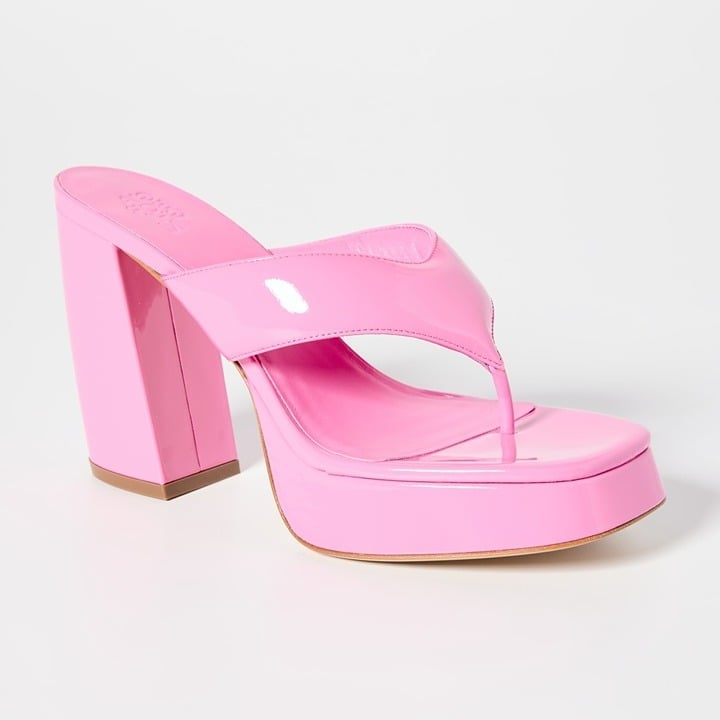 Gia Borghini Women's Gia 17 Pink Patent Platform Sandals Size 36.5 IT MSRP $475