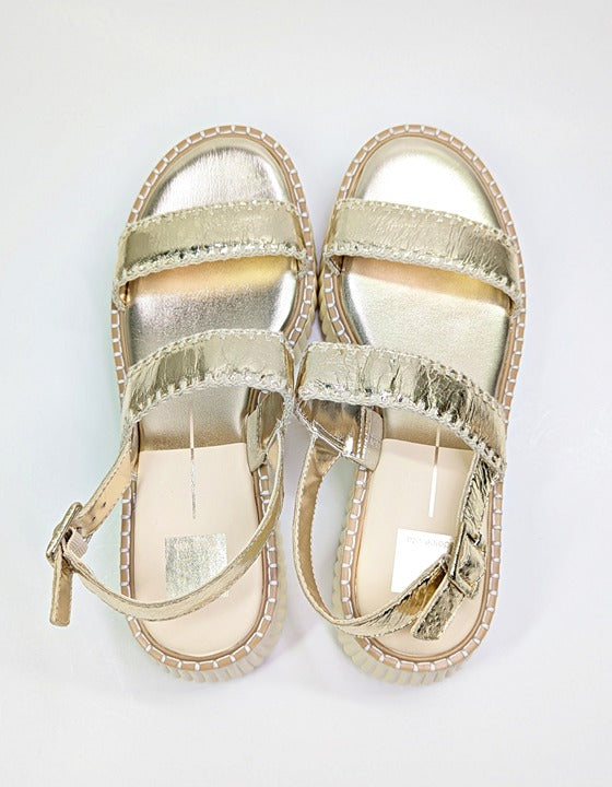 Dolce Vita Daiya Women's Metallic Platinum Platform Sandal Size 9.5 (MSRP $130)