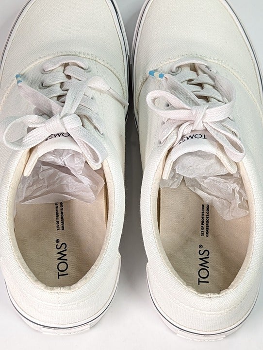 Toms Women's Alpargata Fenix White Canvas Lace-Up Sneakers Size 8 (MSRP $55)