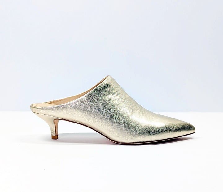 Pour La Victoire Women's Korrine Leather Heel Mules Champagne Size 8.5 MSRP $245