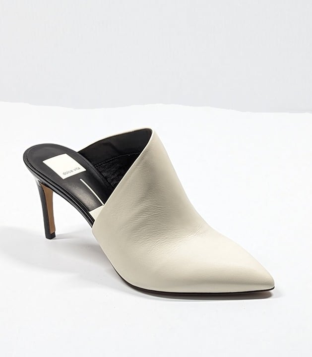 Dolce Vita Women's Camala White Leather High-Heel Mules Size 9 (MSRP $150)