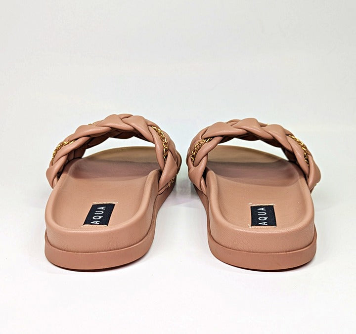 Aqua Women's Sofia Nude Woven Slide Sandals Size 9 (MSRP $108)