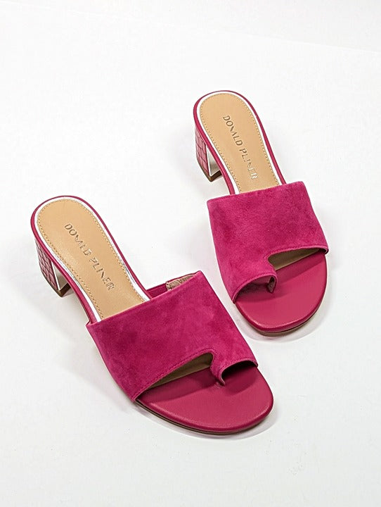 Donald Pliner Women's Toe Loop Block Heel Slide Sandals Pink Size 8 (MSRP $198)