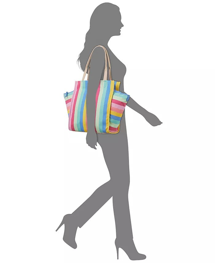 On 34th Cynthiah Extra Large Canvas Shoulder Tote Bag Stripe (MSRP $90)