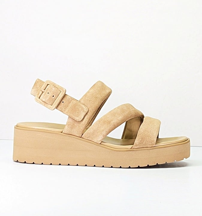Vince Women's Skylar Strappy Slingback Sandals Dune Suede Size 8 M (MSRP $280)
