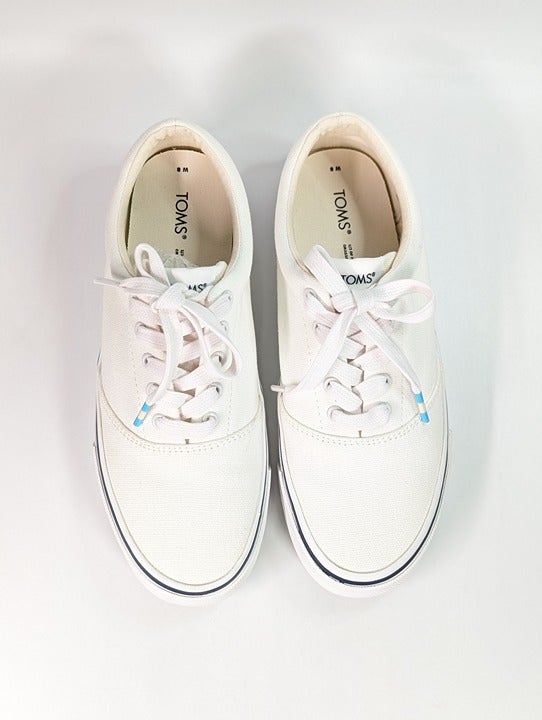 Toms Women's Alpargata Fenix White Canvas Lace-Up Sneakers Size 8 (MSRP $55)