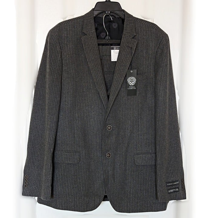 Vince Camuto Men's Bell 2-Piece Suit Light Gray Striped Size 46R/W40 (MSRP $150)