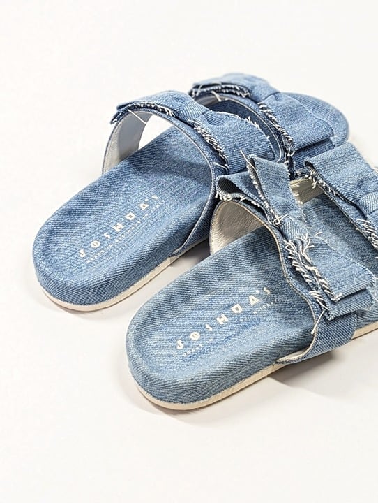 Joshua*S Sanders Women's Light Denim Knot Slides Sandals Size 37 IT (MSRP $272)