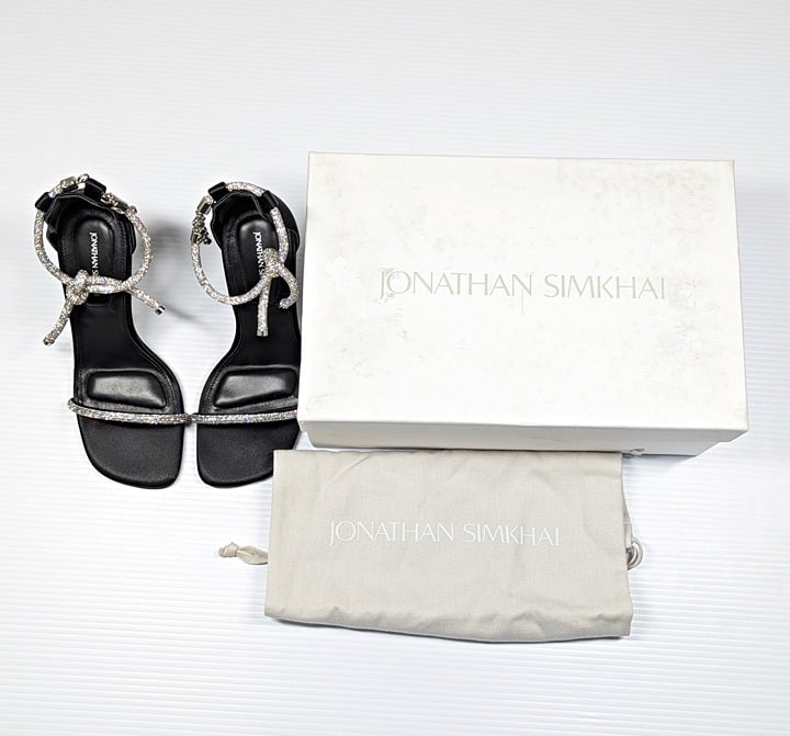 Jonathan Simkhai Dalton Women's Crystal Knot Black Sandal Size 36 EU (MSRP $595)