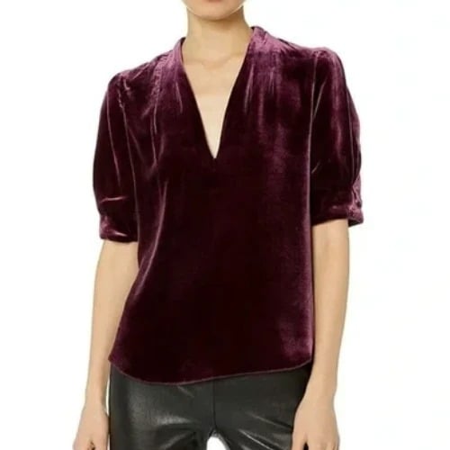Joie Ance Women's Blackberry Purple Velvet Top Size 6 (MSRP $198)