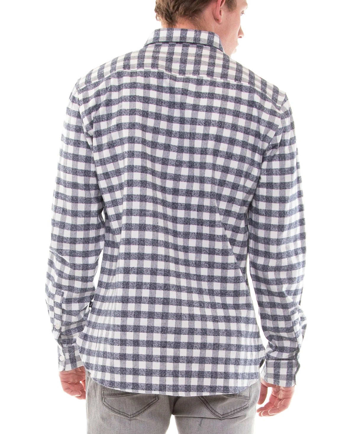 Civil Society Cortez Men's Navy Cotton Check Flannel Shirt Size S (MSRP $79)