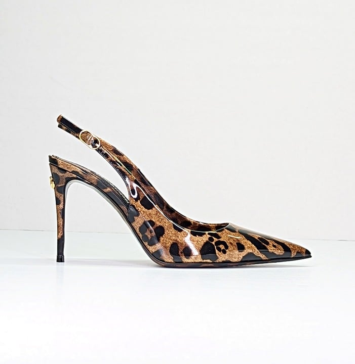 Dolce&Gabbana Leopard Pointed Toe Slingback Stiletto Pumps Size 36.5 MSRP $1,145