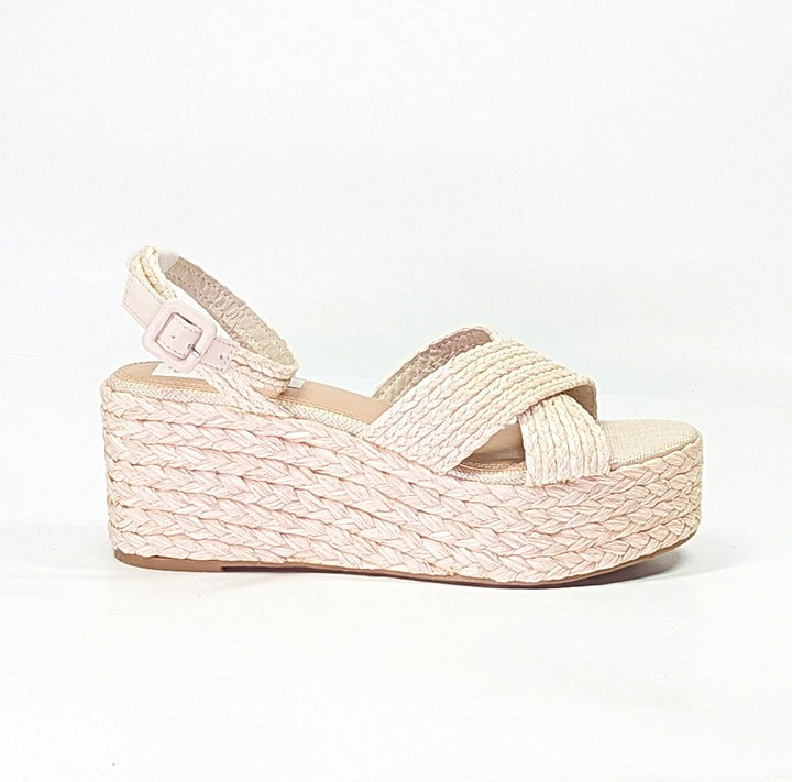 Steven New York Ramey Espadrille Platform Wedge Raffia Sandal Size 7 (MSRP $130)