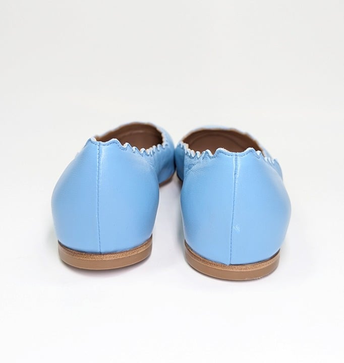 Chloe Women's Lauren Ballet Flats in Aquatic Blue Size 37.5 W (MSRP $550)