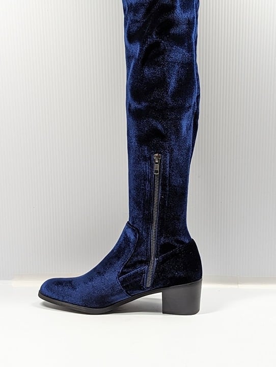 Sol Sana Women's Bianca Over-the-knee Boots Navy Velvet Size 39 EU (MSRP $180)