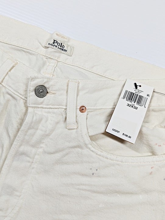 Polo Ralph Lauren Men's Sullivan Slim Distressed Jean White Size 32 (MSRP $198)