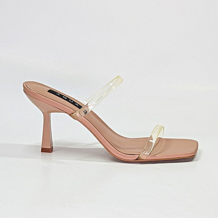 AQUA Women's Kyle High Heel Slide Clear Sandals Size 9.5 (MSRP $128)