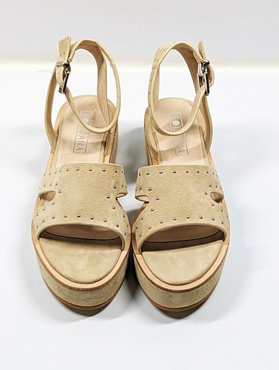 Sol Sana Women's Penelope Flatform Sandal Ecru Suede Stud Size 40 EU (MSRP $170)