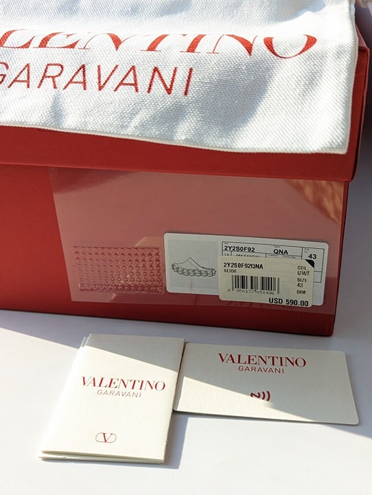 Valentino Garavani Men's Pink Roman Stud Turtle Slide Size 43 EU (MSRP $590)