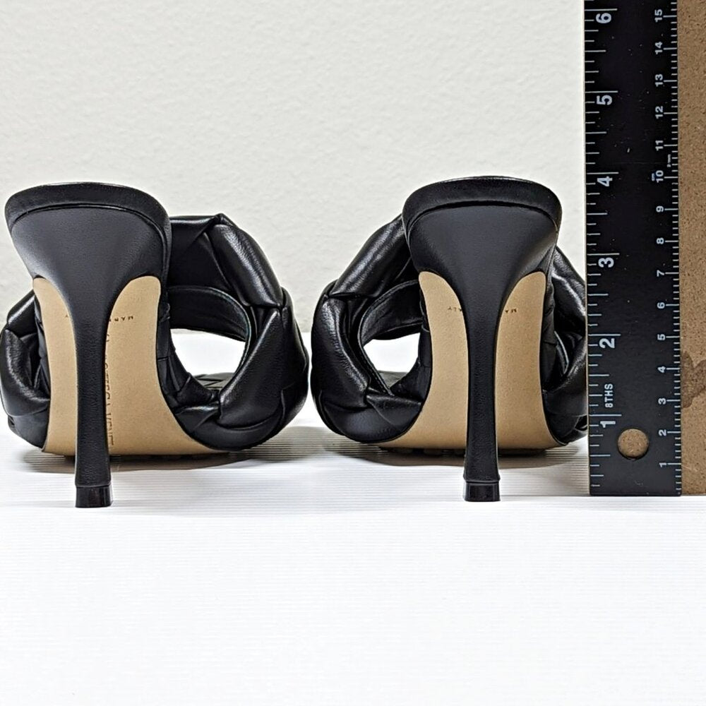 Bottega Veneta Lido Women's Woven Heel Sandals Nero Size 35 IT (MSRP $1,500)