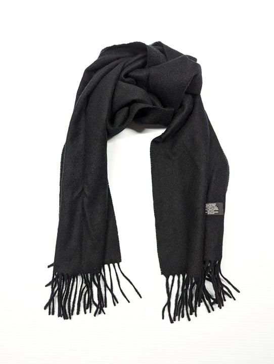 V Fraas Unisex 100% Cashmere Black Solid Scarf Twist Fringe O/S (MSRP $168)