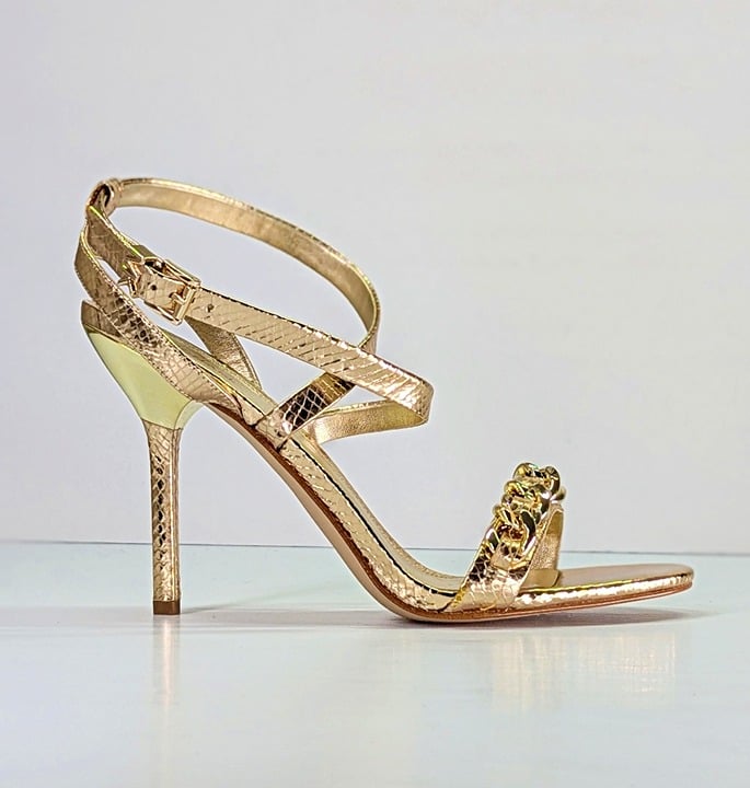 Michael Kors Asha Embellished Snake Embossed Leather Sandal Size 9.5 (MSRP $225)