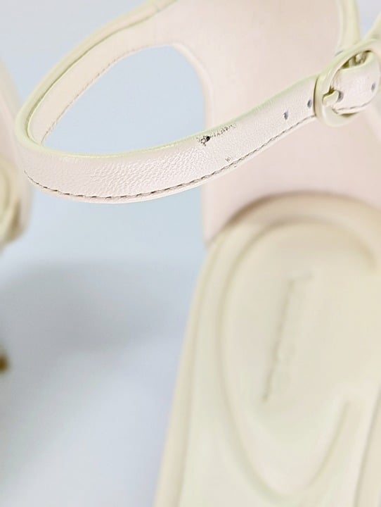 Vince Women's Pepa Ankle Strap Mid Heel Sandals Marble Cream Size 9.5 MSRP $295