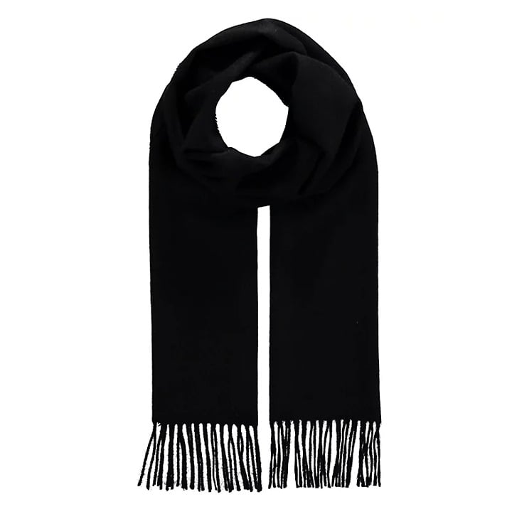 V Fraas Unisex 100% Cashmere Black Solid Scarf Twist Fringe O/S (MSRP $168)