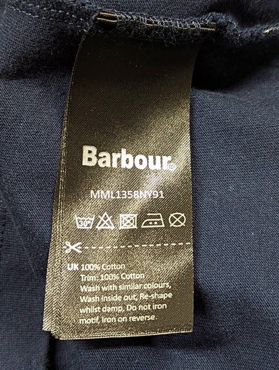 Barbour Elsdon Men's Short Sleeve Polo Shirt Navy Cotton Size S (MSRP $100)