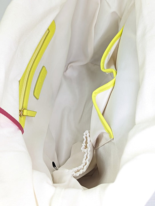 On 34th Isabellaa Women's Straw Medium Drawstring Tote Lime Stripe (MSRP $130)