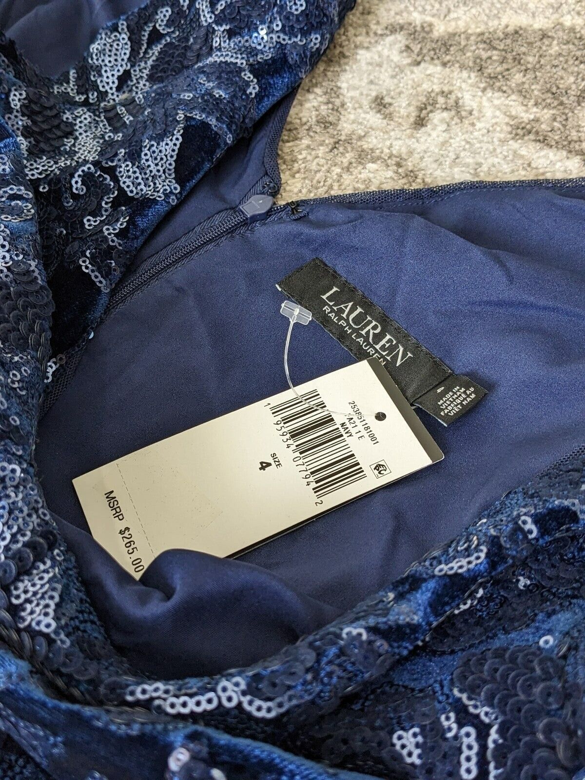 Lauren Ralph Lauren Women's Sequined Velvet Cocktail Dress Size 4 MSRP $265