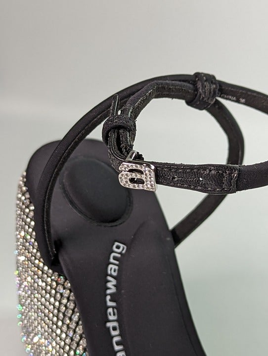 Alexander Wang Women's Dahlia Crystal Embellished Wedge Sandal Size 38 MSRP $850
