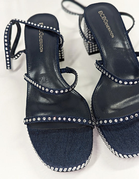 BCBGeneration Lissena-2 Women's Rhinestones Platform Sandals Size 8.5 MSRP $109
