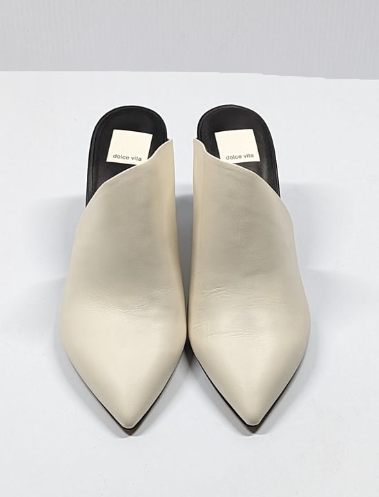 Dolce Vita Women's Camala White Leather High-Heel Mules Size 9 (MSRP $150)