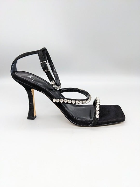 Marc Fisher Women's Dezzi Rhinestone Ankle Strap Sandal Black Size 7.5 MSRP $150