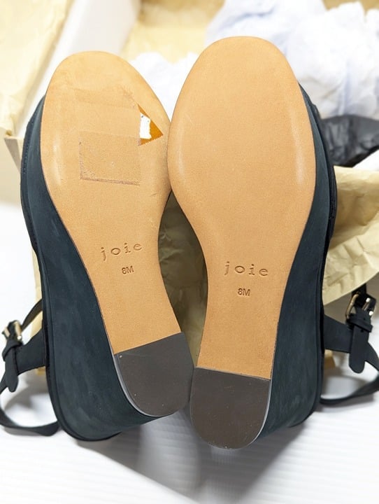 Joie Hindy Women's Platform Wedge Sandal Black Leather Size 8 M (MSRP $298)