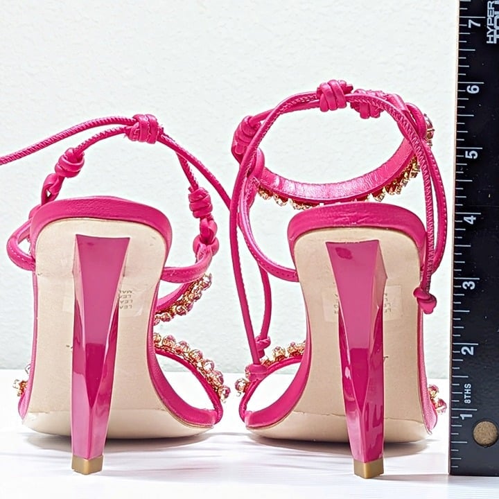 Aje Women's Jewel Sculptural Strappy Heel Fuchsia Pink Size 40 EU (MSRP $325)