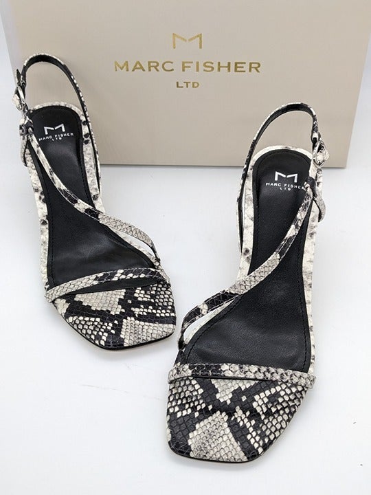 Marc Fisher LTD Women's Gove 2 Leather Snake Print Dress Sandals Size 7 M