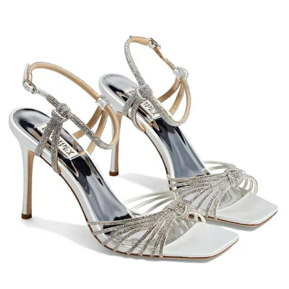 Badgley Mischka Women's Estella Crystal Knot Cocktail Sandals Size 7.5 MSRP $255