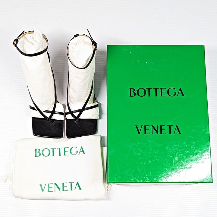 Bottega Veneta Women's Black Stretch Strappy Wedge Sandals Size 36.5 MSRP $1,100