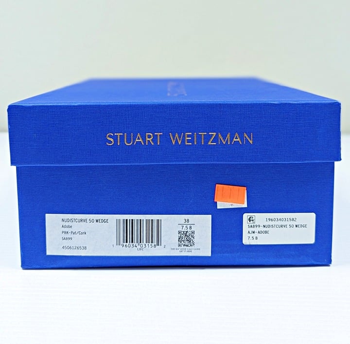 Stuart Weitzman Women's Nudistcurve Ankle Strap Wedge Sandals Size 38 MSRP $395