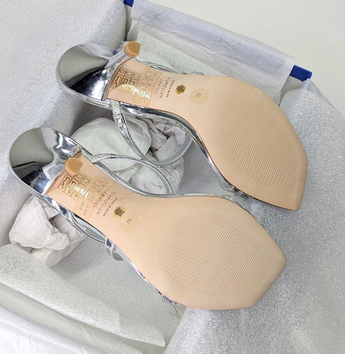 Stuart Weitzman Women's Strapeze 85 Strappy Heel Sandals Size 37.5 (MSRP $475)