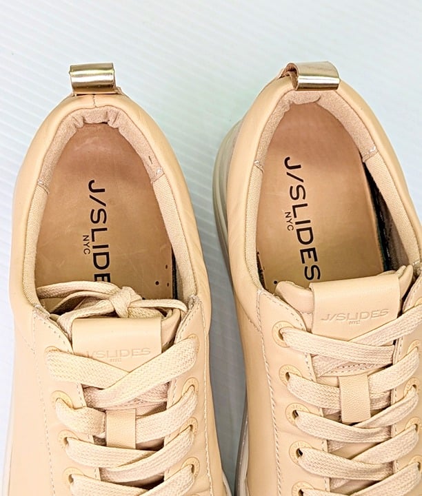 J/Slides Women's Nataly Platform Sneakers Light Sand Leather Size 8 (MSRP $169)