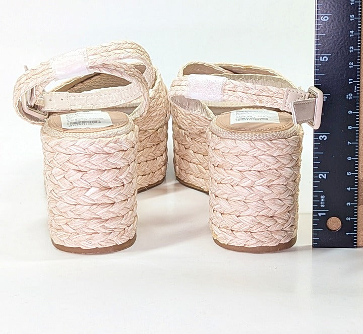 Steven New York Ramey Espadrille Platform Wedge Raffia Sandal Size 7 (MSRP $130)