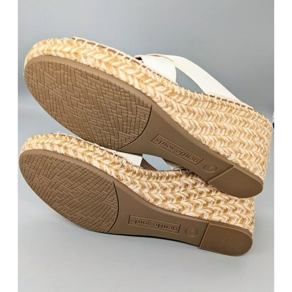 Gentle Souls Women's Charli Woven Strap Heel Sandal White Size 7.5 MSRP $199