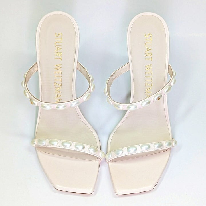 Stuart Weitzman Women's Aleena Pearlita 100 Heel Sandals Size 38.5 MSRP $525