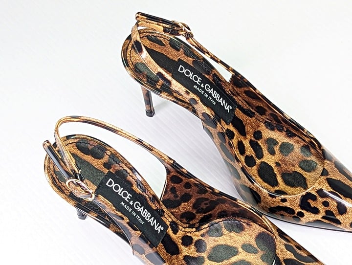 Dolce&Gabbana Leopard Pointed Toe Slingback Stiletto Pumps Size 36.5 MSRP $1,145